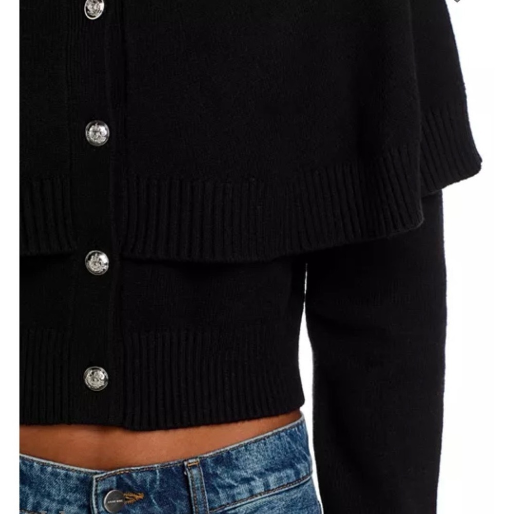 Steve Madden Black Knit Cape Style Cardigan Sweater Minimalist Lagenlook Small - Picture 14 of 15